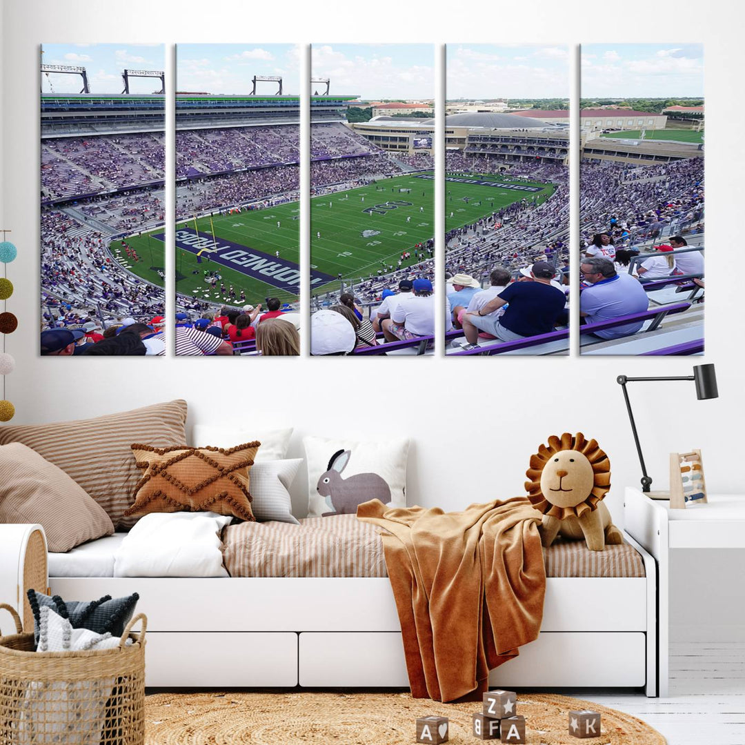 The Texas Christian University TCU Horned Frogs Football Team Print - Fort Worth Amon G. Carter Stadium Wall Art Canvas Print