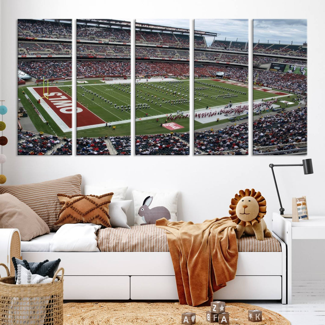 The Temple University Owls Athletics Team Print - Philadelphia Lincoln Financial Field Stadium Wall Art Canvas Print