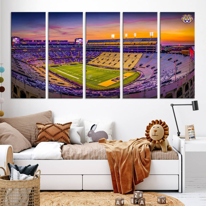 The Louisiana State University Tigers Football Team Print - Baton Rouge Tiger Stadium Wall Art Canvas Print