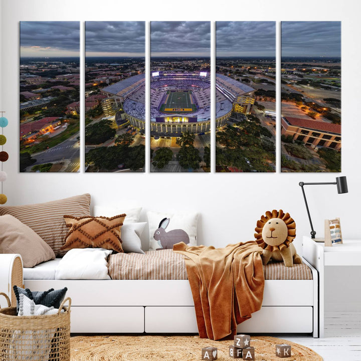 The Louisiana State University Tigers Football Team Print - Baton Rouge Tiger Stadium Wall Art Canvas Print