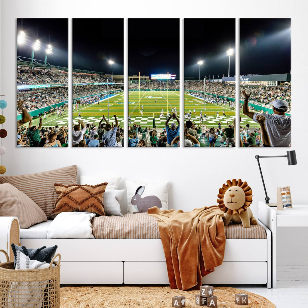 The Tulane University Green Wave Football Team Print - New Orleans Yulman Stadium Wall Art Canvas Print