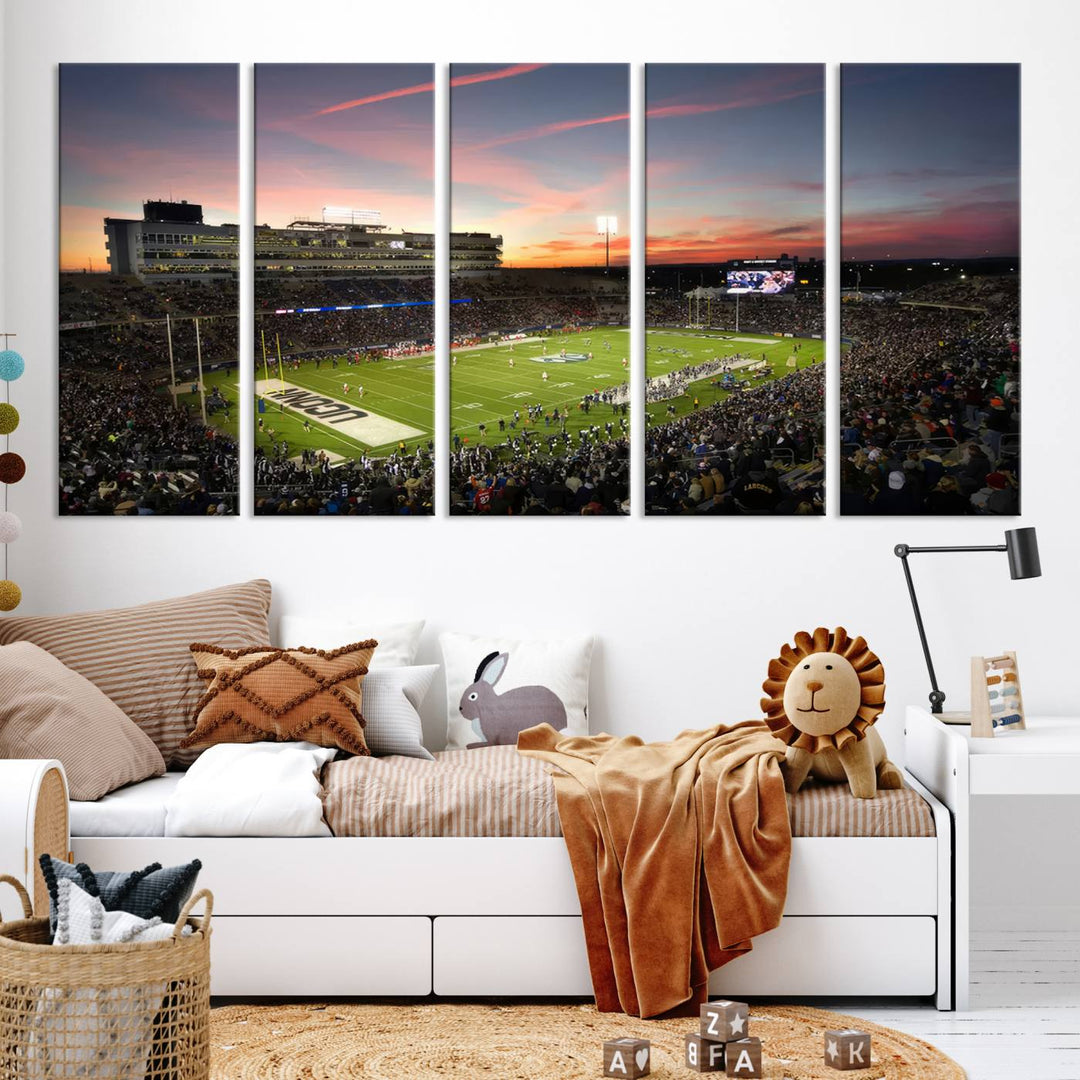 The University of Connecticut UCONN Huskies Football Team Print - East Hartford Pratt & Whitney Stadium Wall Art Canvas Print