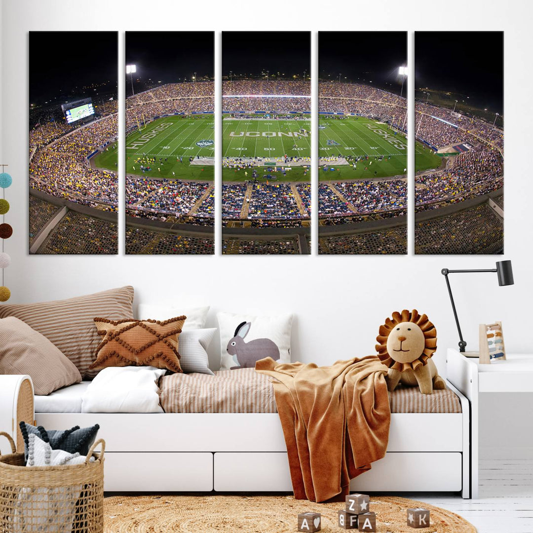 The University of Connecticut UCONN Huskies Football Team Print - East Hartford Pratt & Whitney Stadium Wall Art Canvas Print