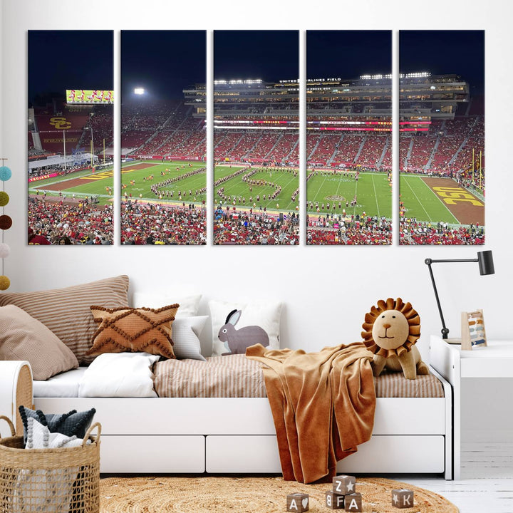 The University of Southern California USC Trojans Football Team Print - Los Angeles Memorial Coliseum Stadium Wall Art Canvas Print