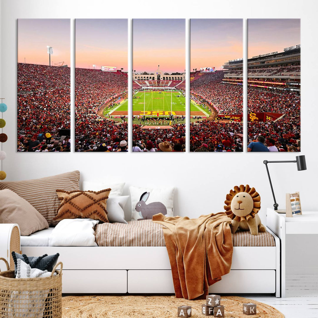 The University of Southern California USC Trojans Football Team Print - Los Angeles Memorial Coliseum Stadium Wall Art Canvas Print