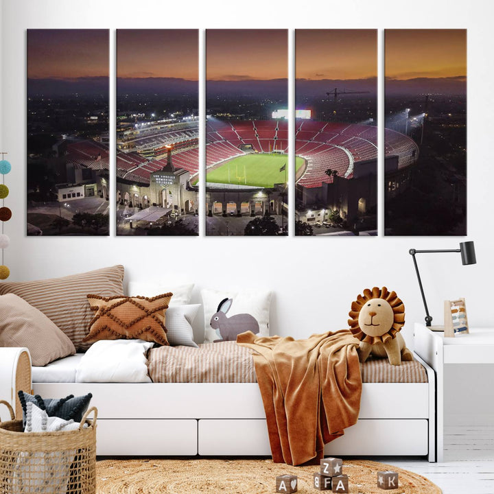 The University of Southern California USC Trojans Football Team Print - Los Angeles Memorial Coliseum Stadium Wall Art Canvas Print