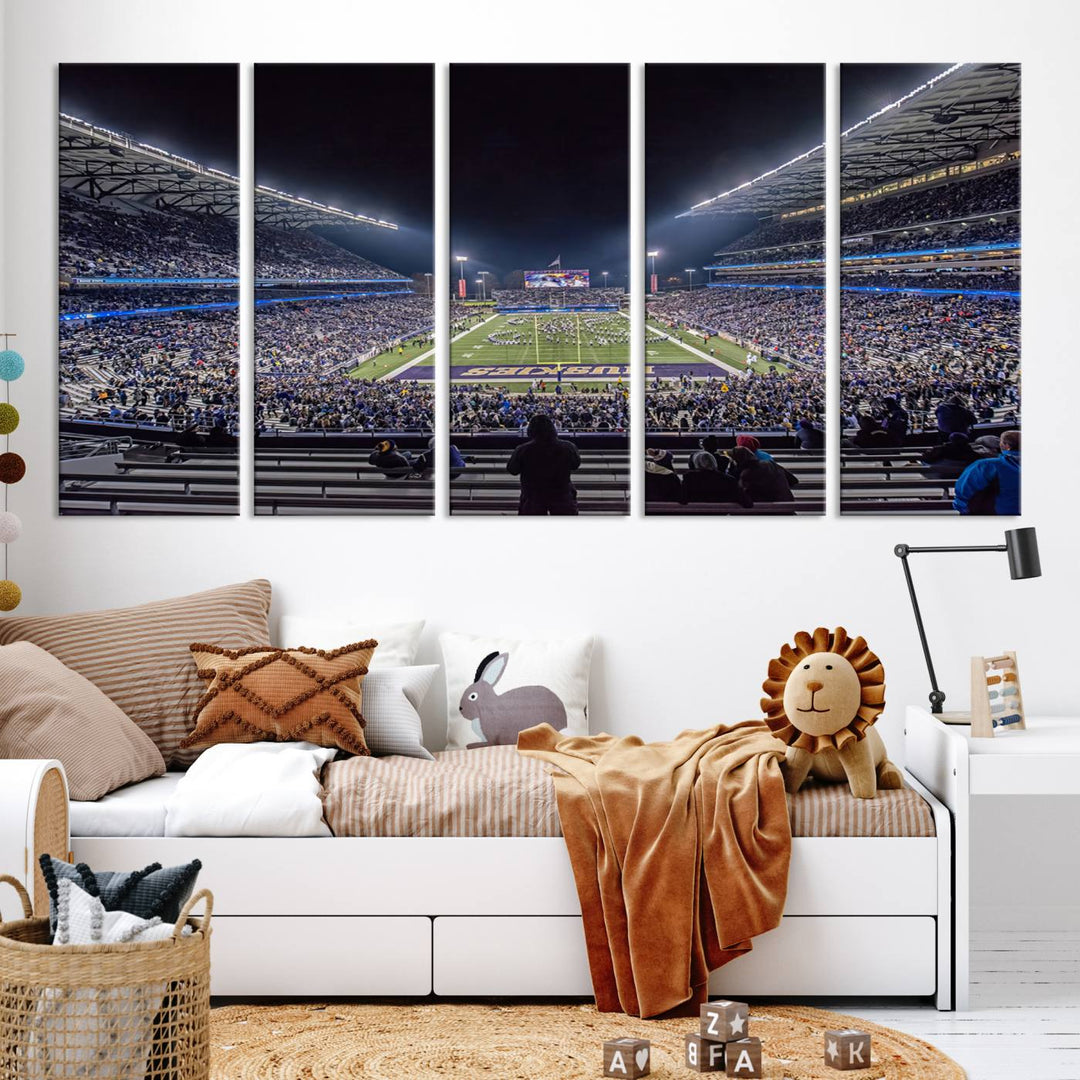 The University of Washington Huskies Football Team Print - Seattle Husky Stadium Wall Art Canvas Print