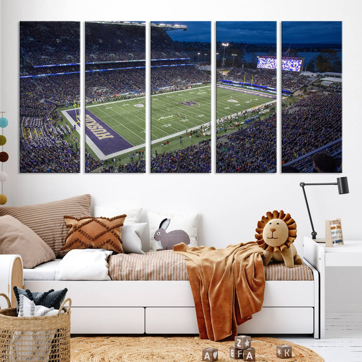 The University of Washington Huskies Football Team Print - Seattle Husky Stadium Wall Art Canvas Print