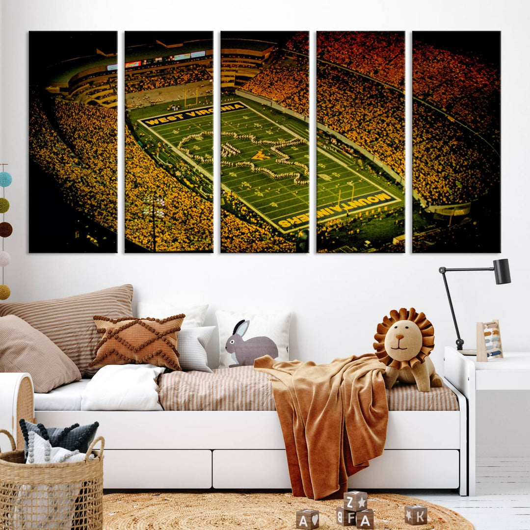 West Virginia University Mountaineers Football Team Print - Milan Puskar Stadium Canvas Print Wall Art, Morgantown City Print