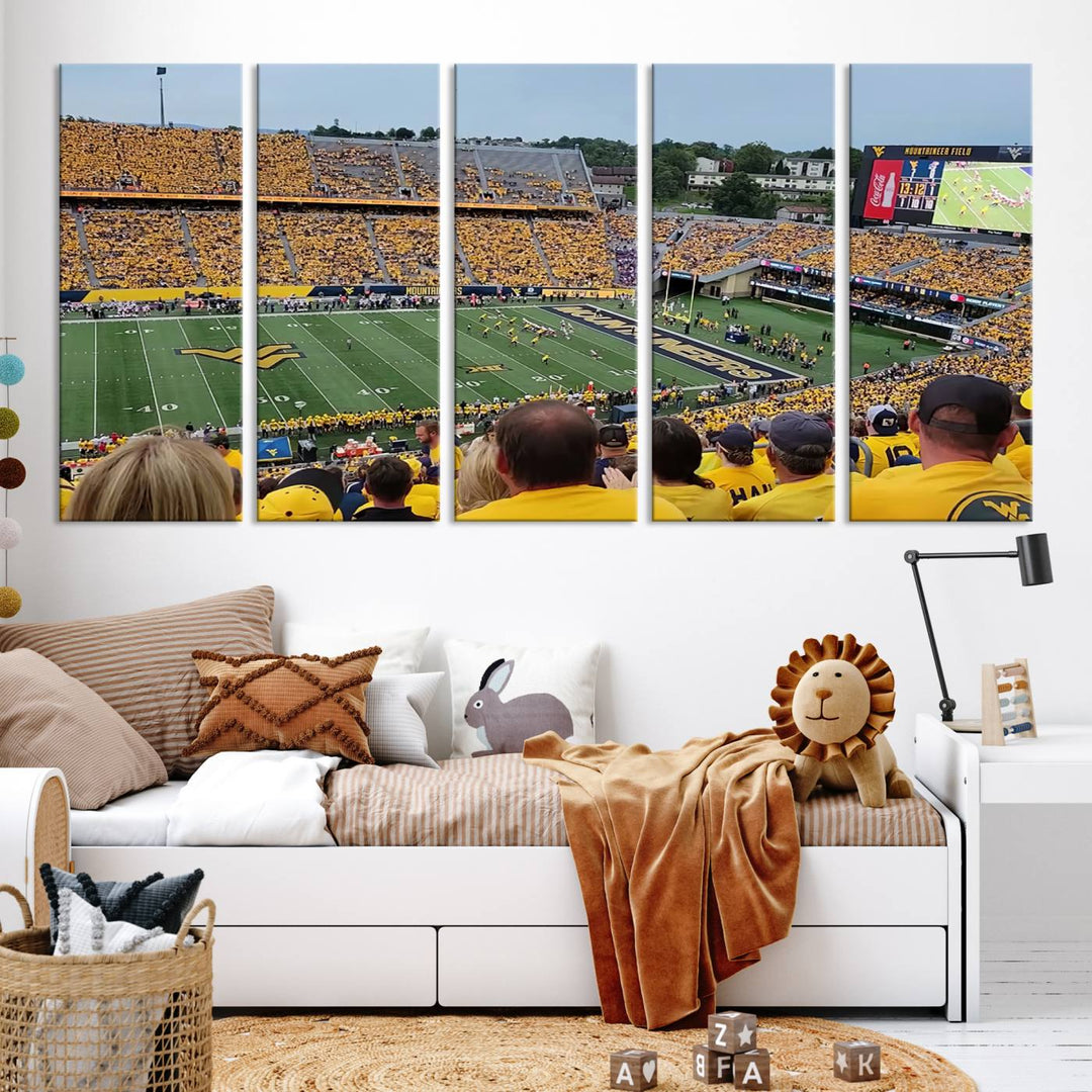 West Virginia University Mountaineers Football Team Print - Milan Puskar Stadium Canvas Print Wall Art, Morgantown Print