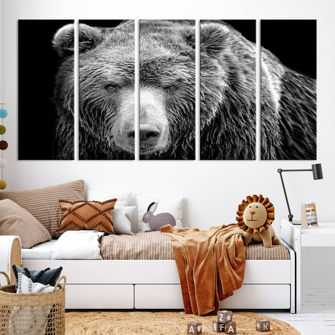 Grizzly Bear Canvas Print | Ready to Hang Wall Art | Rustic Farmhouse & Cabin Decor | Wildlife Artwork