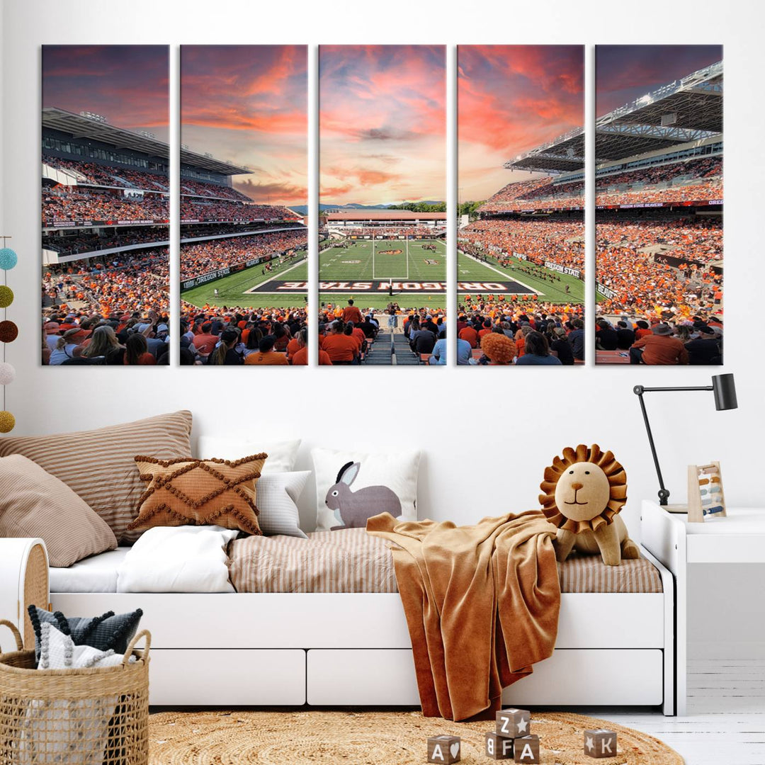 Oregon State Beavers Football Team Print - Corvallis Reser Stadium Wall Art Canvas Print