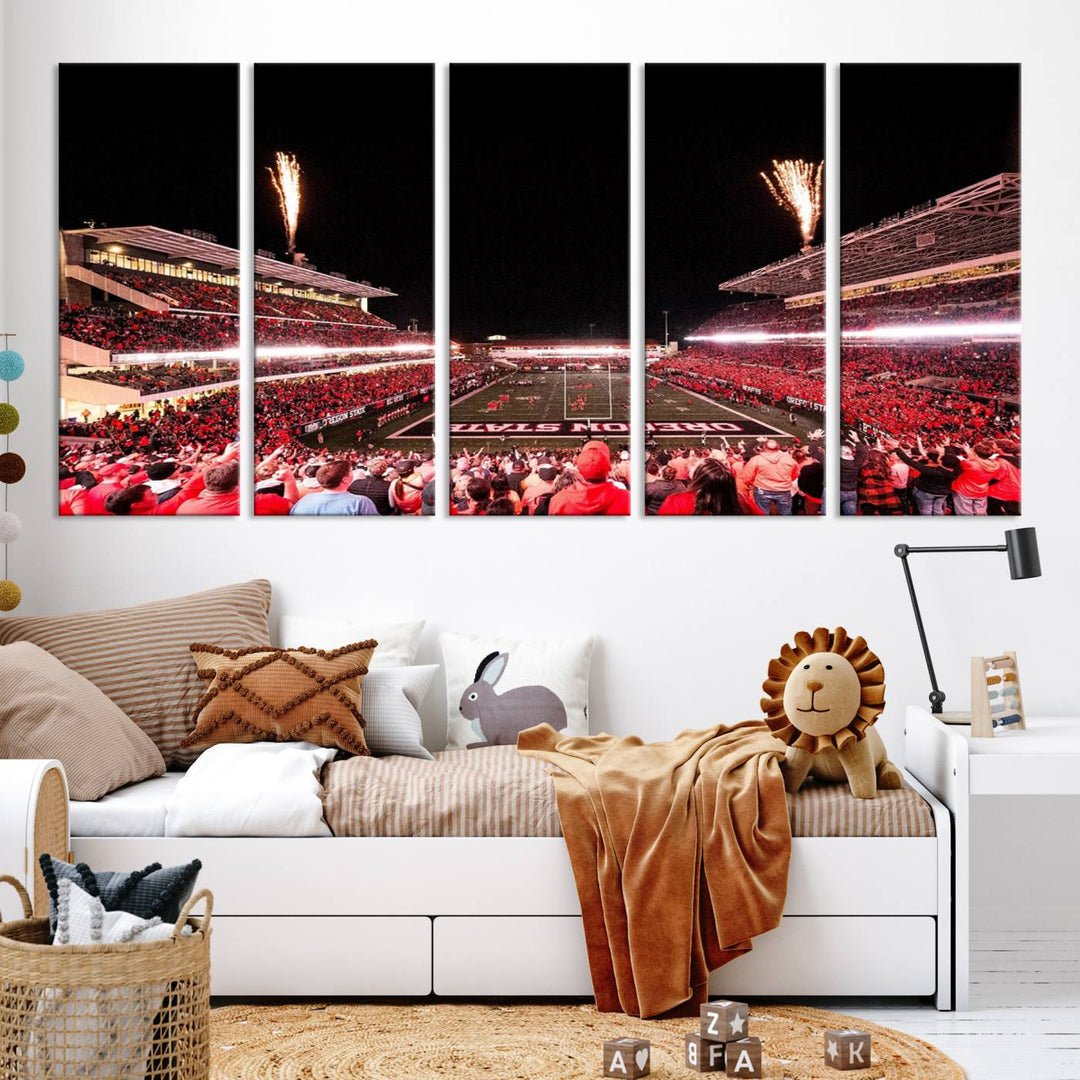 Oregon State Beavers Football Team Print - Corvallis Reser Stadium Wall Art Canvas Print