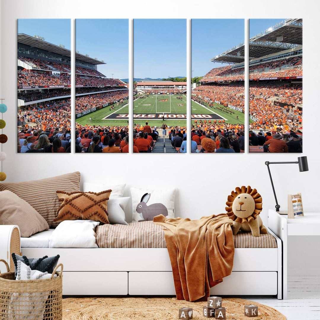 Oregon State Beavers Football Team Print - Corvallis Reser Stadium Wall Art Canvas Print