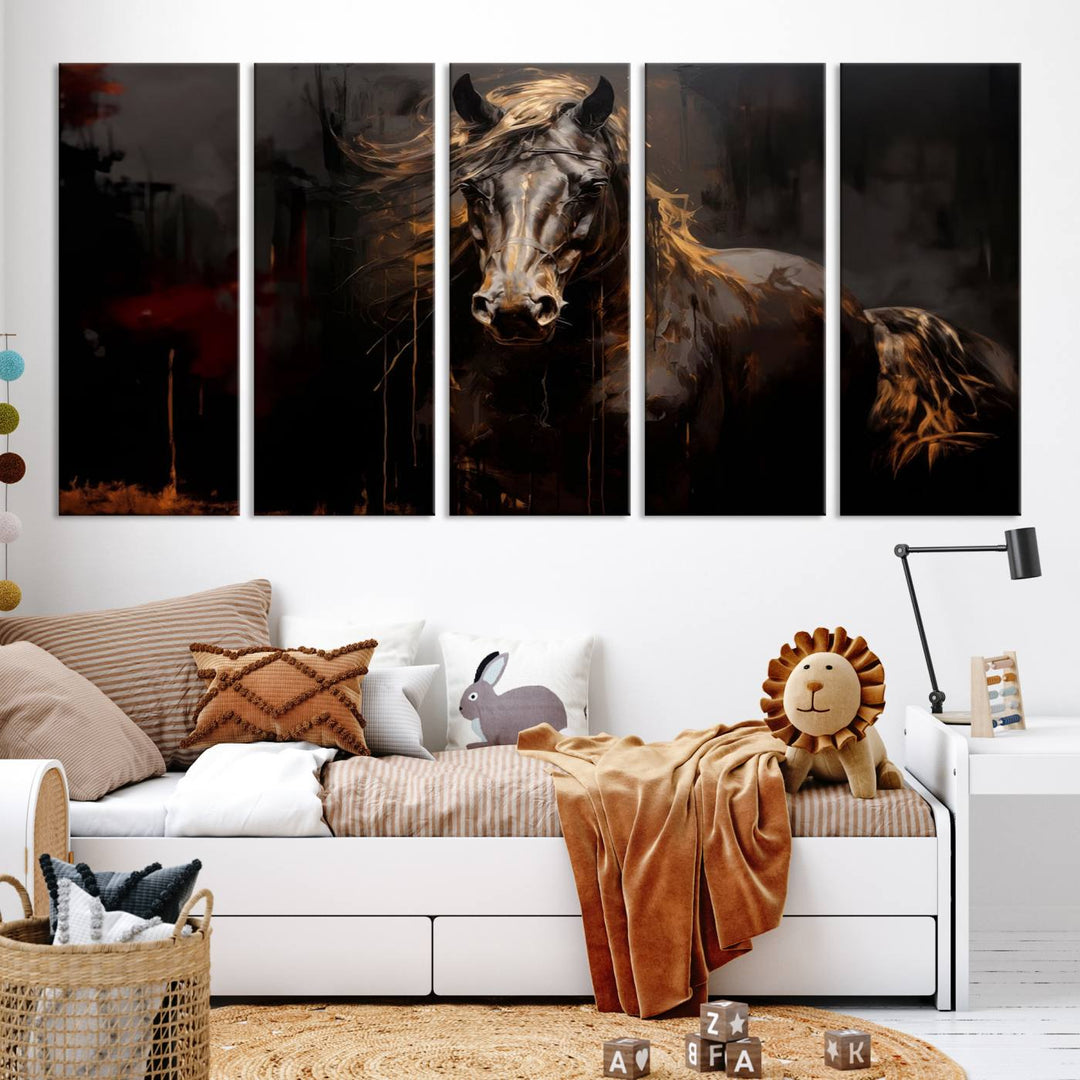 Abstract Black Horse Canvas Print | Abstract Equine Wall Art | Western Decor Print | Horse Lover Gift | Farmhouse & Cabin Wall Art