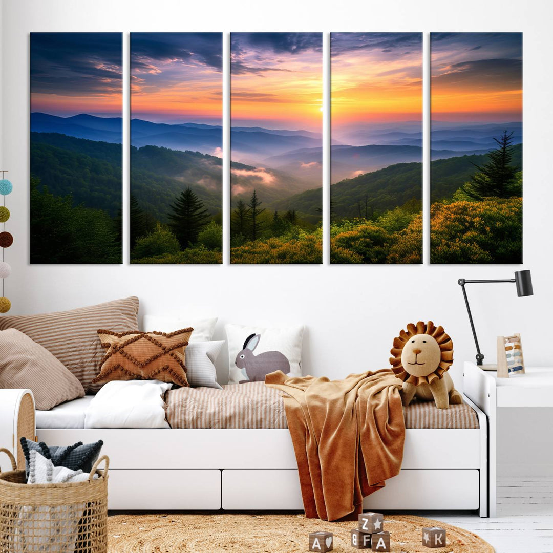 Majestic Mountain Sunrise Landscape Wall Art | Canvas Print Ready to Hang | Perfect for Farmhouse Wall Decor, Cabin Wall Art, Nature Lover’s Retreat