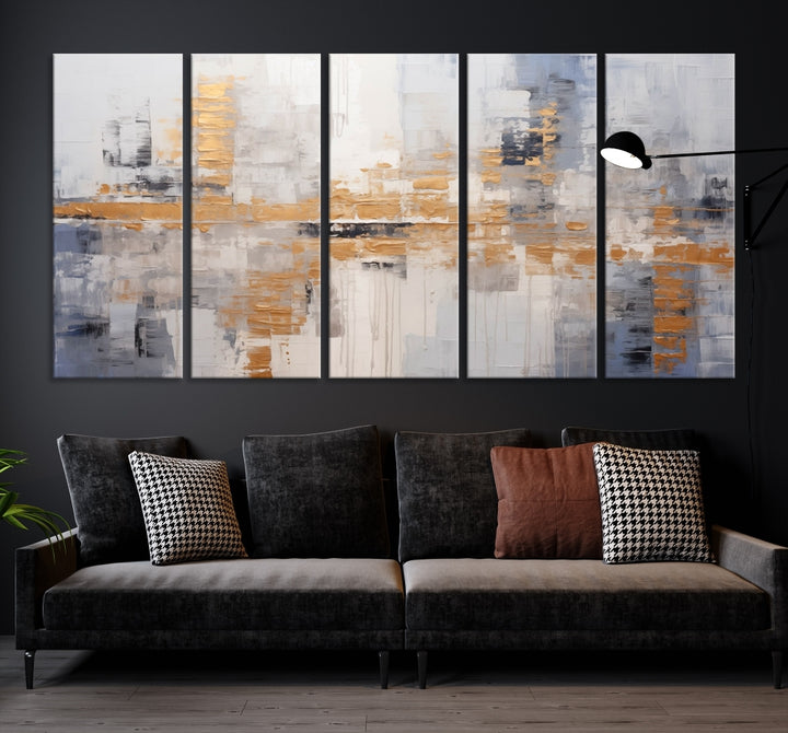 The Beige Modern Large Abstract Wall Art Canvas Print in neutral tones features a UV-protective coating for enduring elegance.