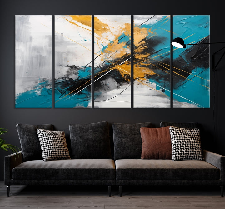 Turquoise Orange Abstract Wall Art Canvas Print