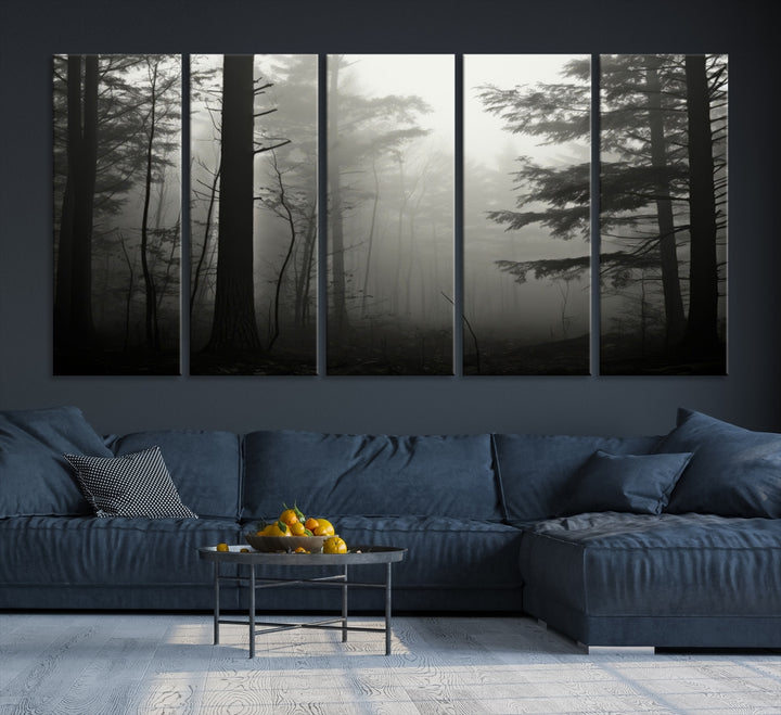 Captivant Misty Forest Wall Art Premium Impression sur toile une atmosphère brumeuse et sereine