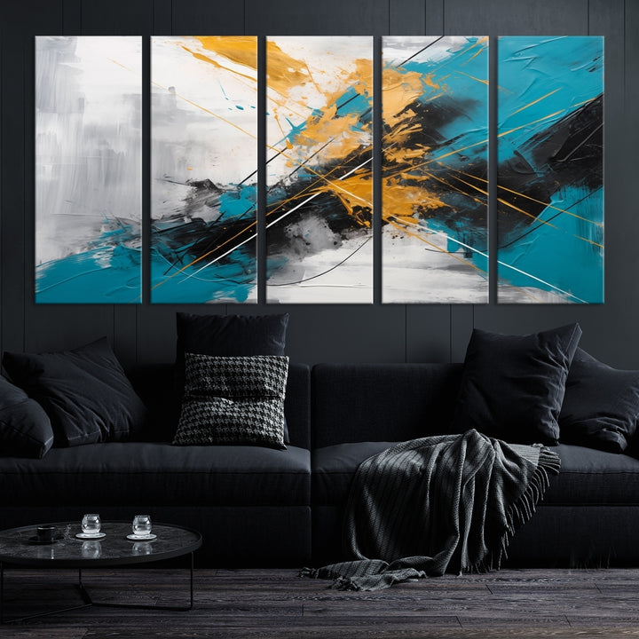 Turquoise Orange Abstract Wall Art Canvas Print