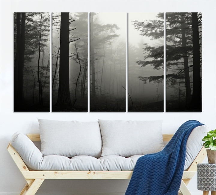 Captivant Misty Forest Wall Art Premium Impression sur toile une atmosphère brumeuse et sereine