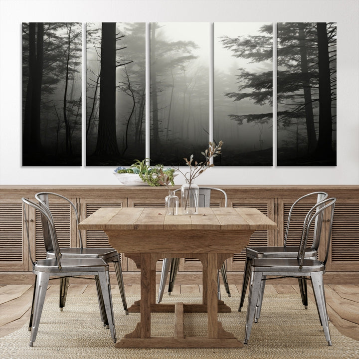 Captivant Misty Forest Wall Art Premium Impression sur toile une atmosphère brumeuse et sereine