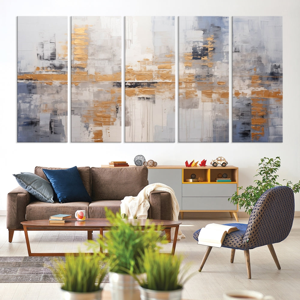 The Beige Modern Large Abstract Wall Art Canvas Print in neutral tones features a UV-protective coating for enduring elegance.