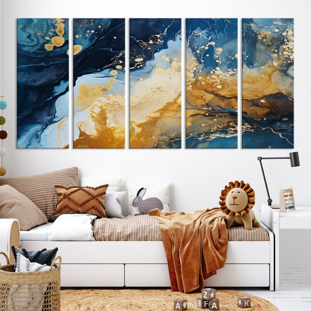 Impresión abstracta, arte abstracto de la pared, lienzo abstracto, obras de arte abstractas azules, impresión de lienzo de arte de pared extra grande, decoración abstracta de la sala de estar