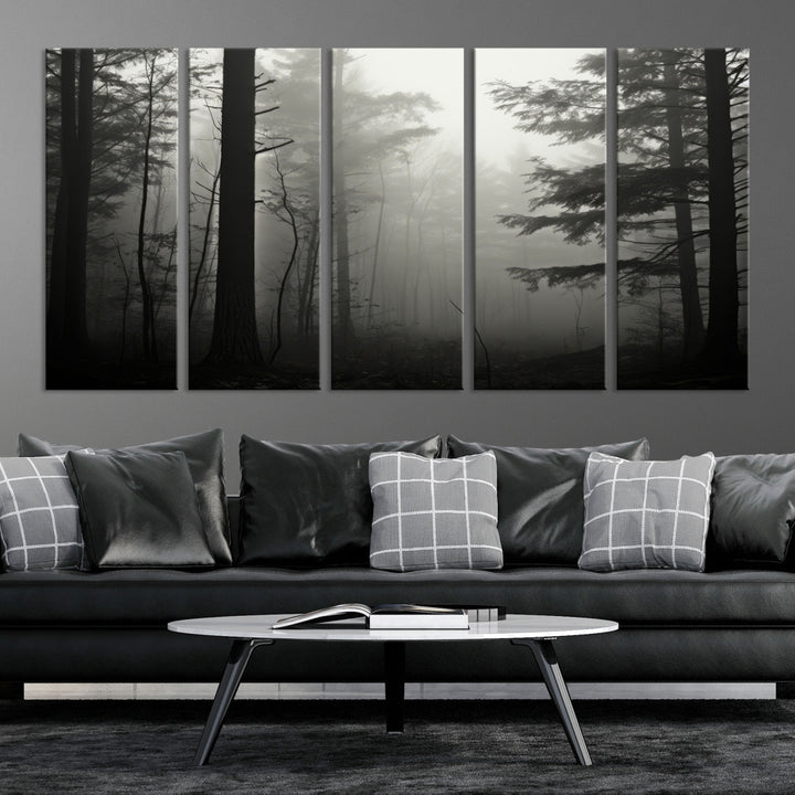 Captivant Misty Forest Wall Art Premium Impression sur toile une atmosphère brumeuse et sereine