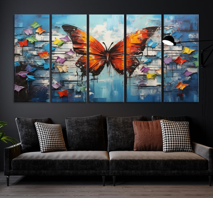 Papillon Graffiti Abstrait Impression sur toile