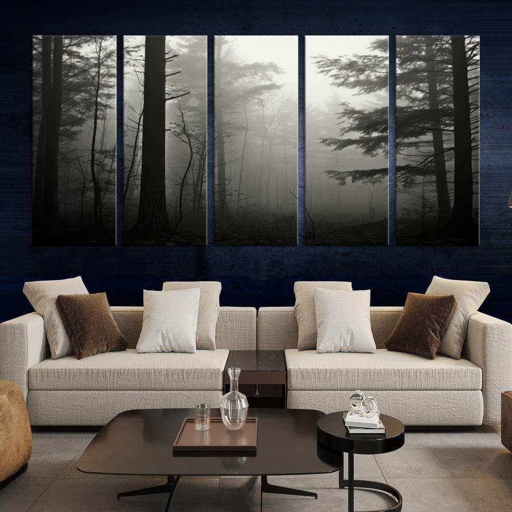 Captivant Misty Forest Wall Art Premium Impression sur toile une atmosphère brumeuse et sereine