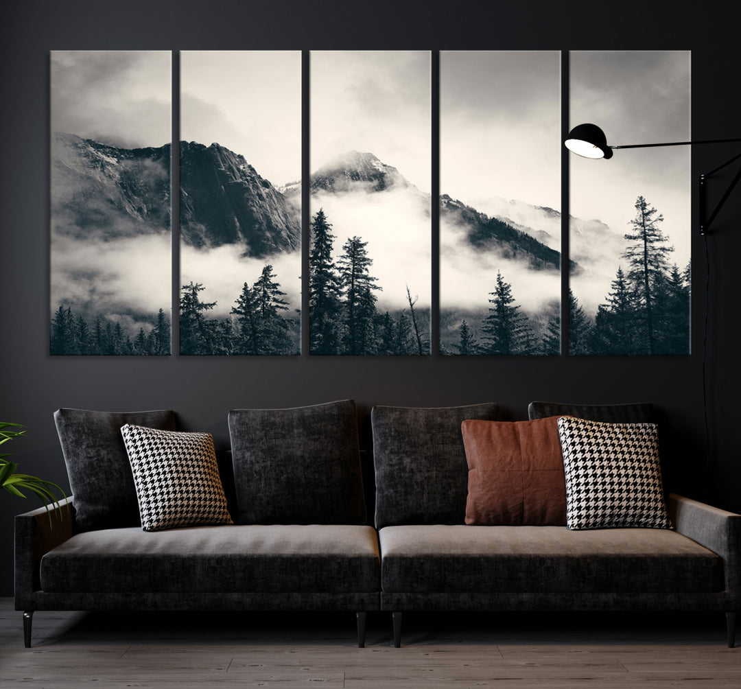 Montagnes Toile Foggy Forest Wall Art Mountain Banff Nal Park Print