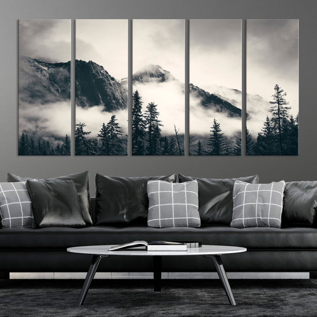 Montagnes Toile Foggy Forest Wall Art Mountain Banff Nal Park Print