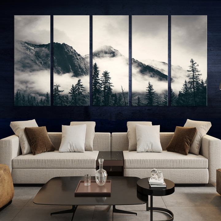 Montagnes Toile Foggy Forest Wall Art Mountain Banff Nal Park Print