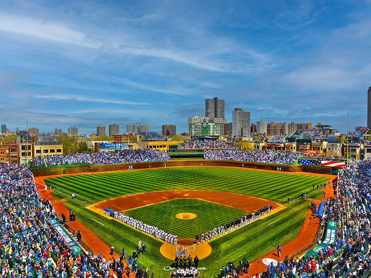 78105-MGV-CV-24X16 - Wrigley Field Chicago Cubs Panoramic Canvas Print, Framed and Ready to Hang