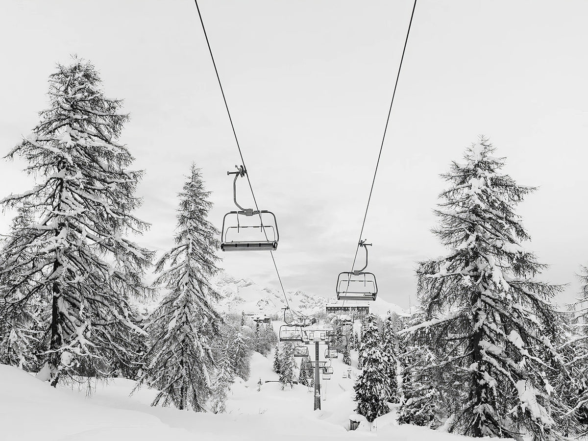 55003599D-MGV-CV-24X16 - Ski Lift Wall Art | Framed Snowy Mountain Canvas Artwork