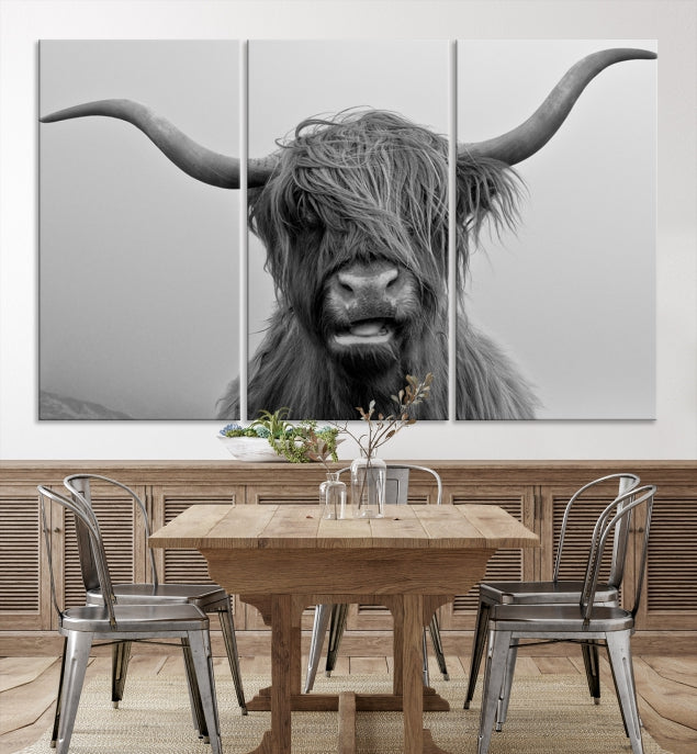 Texas Cow Wall Art Canvas Print