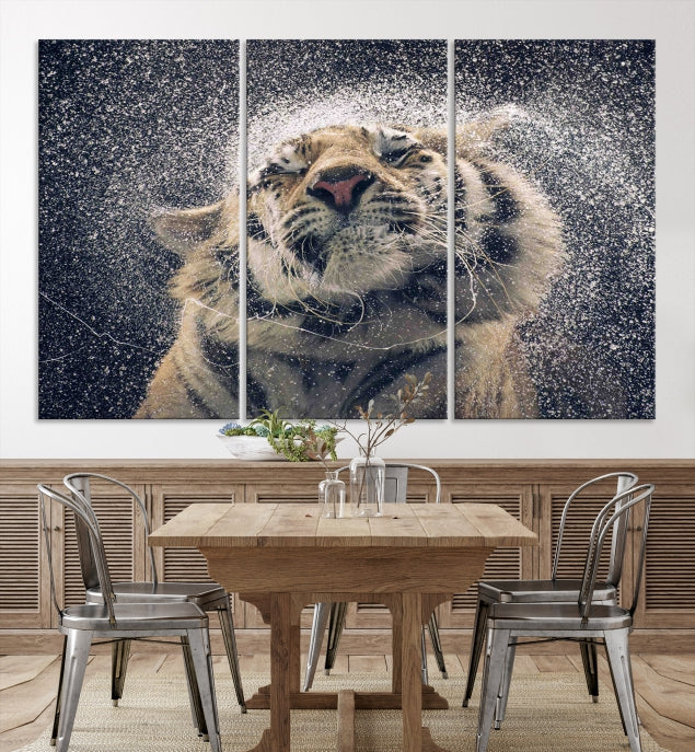 Tigre et pluie Impression sur toile