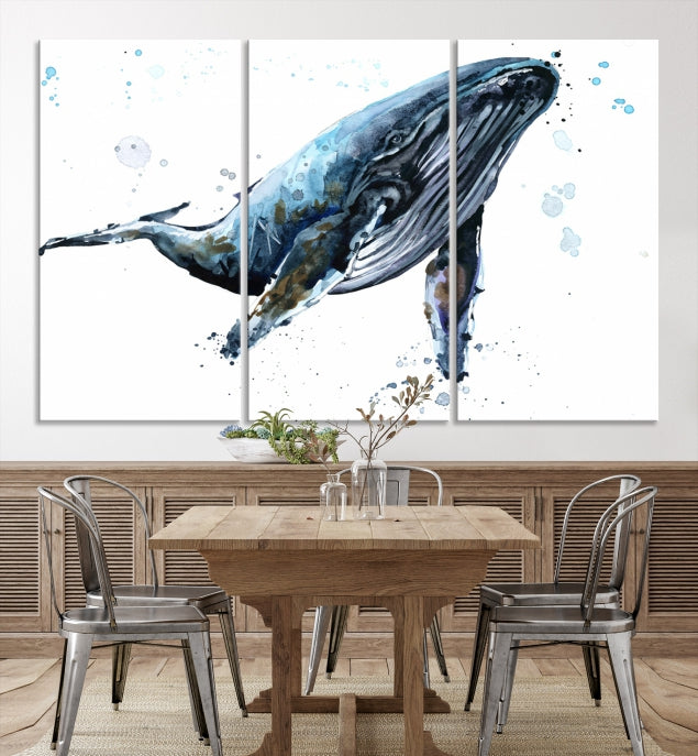 Art mural de baleine aquarelle Impression sur toile