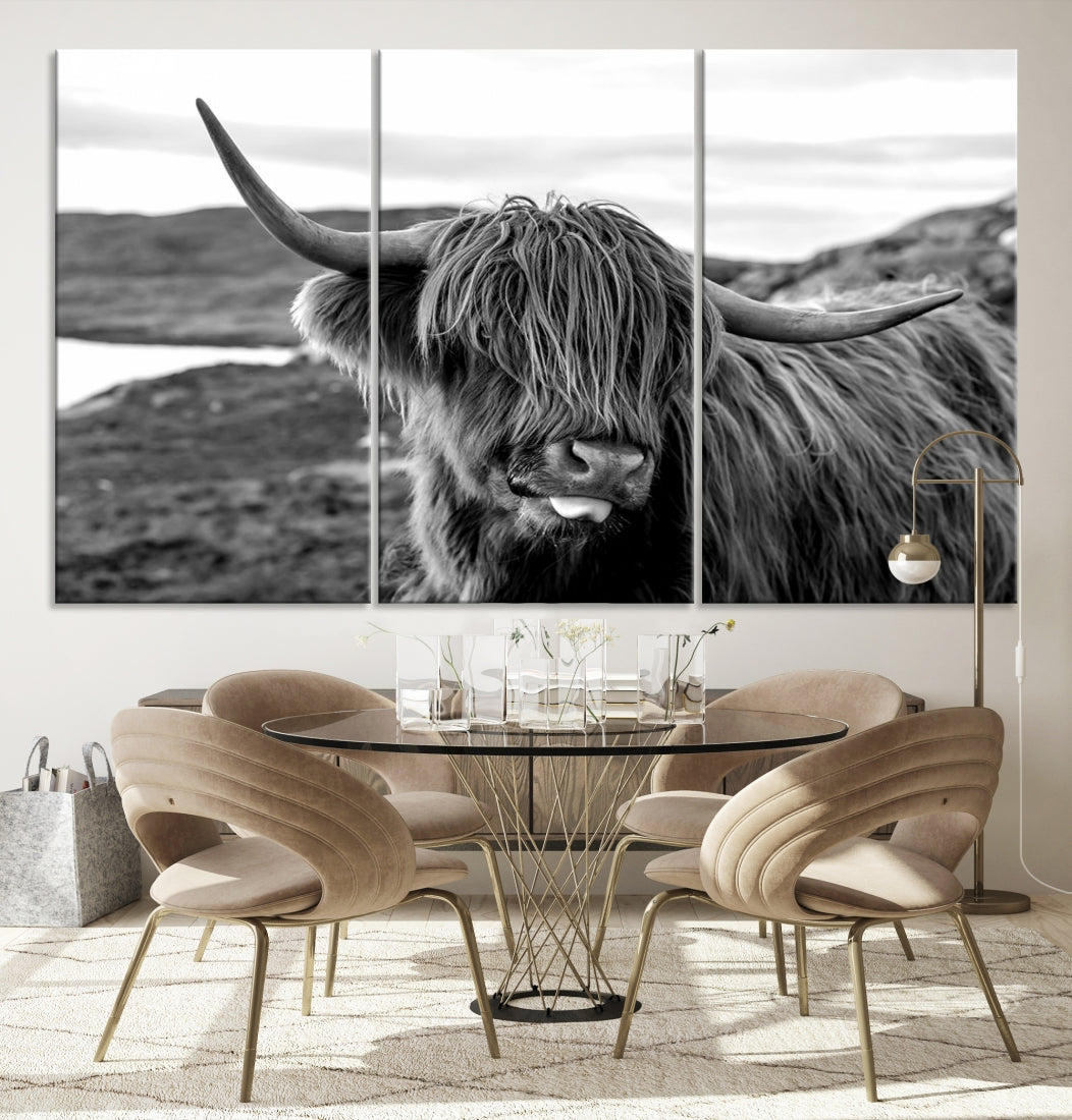 Scottish Highland Cow Cattle Art Print Farmhouse Wall Art Canvas Print