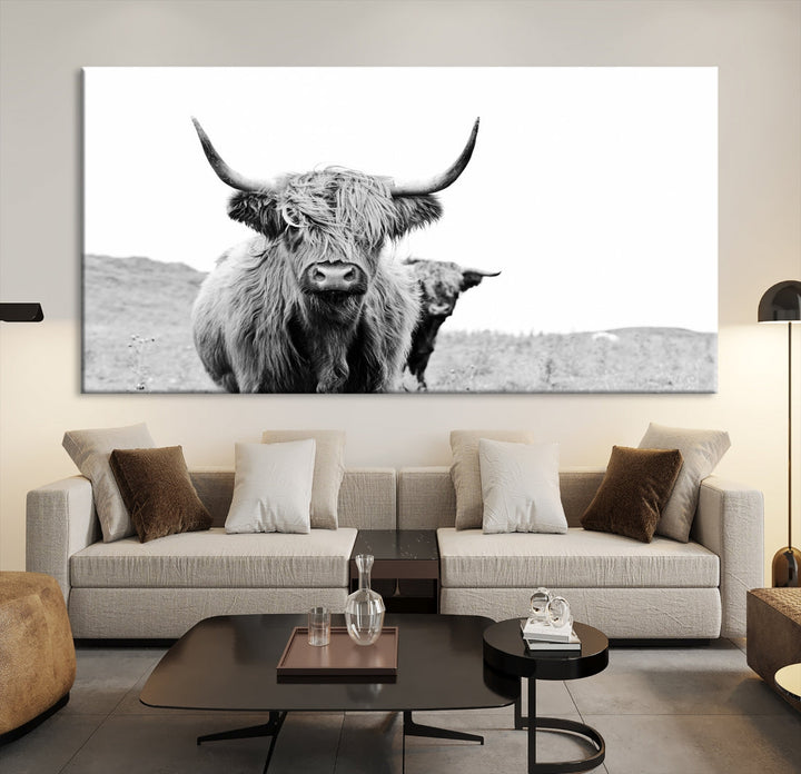 Magnifique art mural sur toile de vache des Highlands