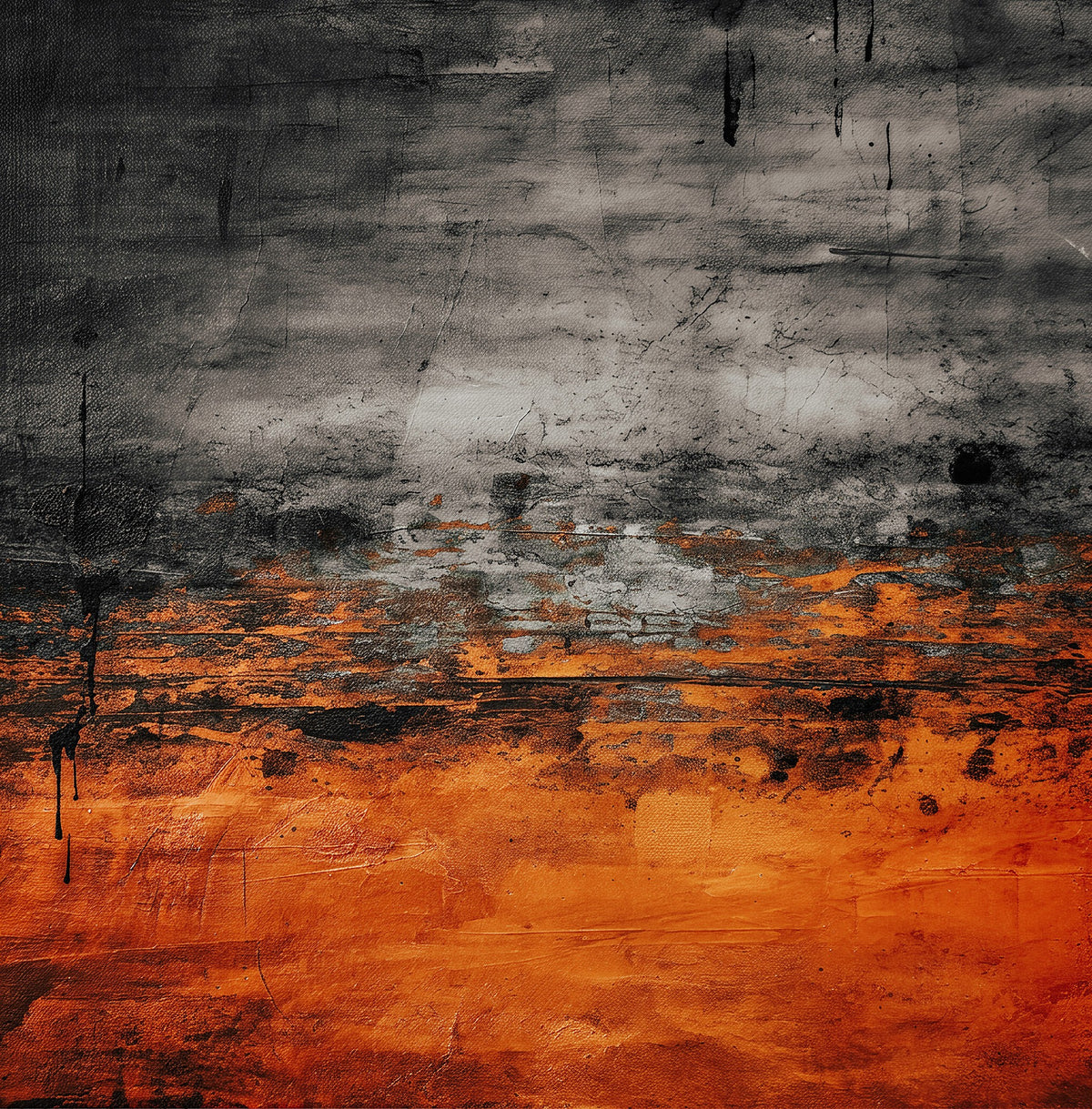 Black Orange Abstract Wall Art Canvas Print Modern Painterly Style