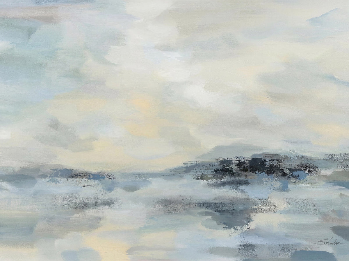 Abstract Coastal Landscape Wall Art Canvas Print | Soft Blue Gray Minimalist Art