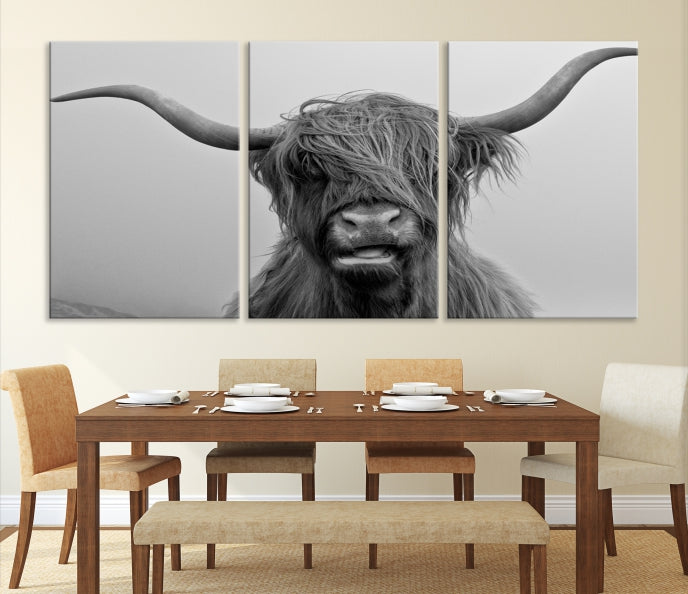 Lienzo decorativo para pared grande con vaca de Texas