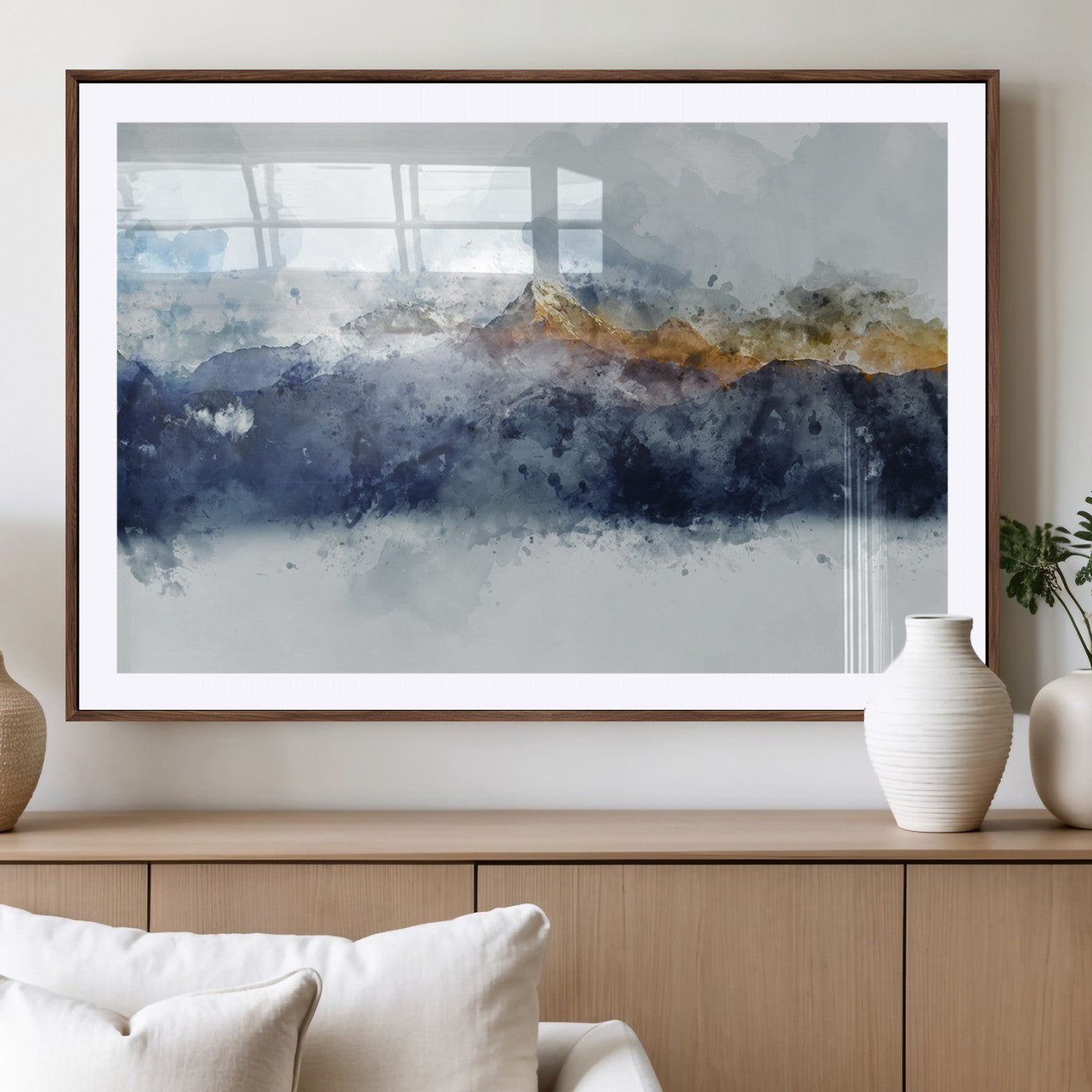 89149-MGV-CV-36X24-Abstract Mountain Range Art Canvas Print | 3 Panel Watercolor Landscape for Living Room, Office, or Bedroom | Large Ready-to-Hang Artwork