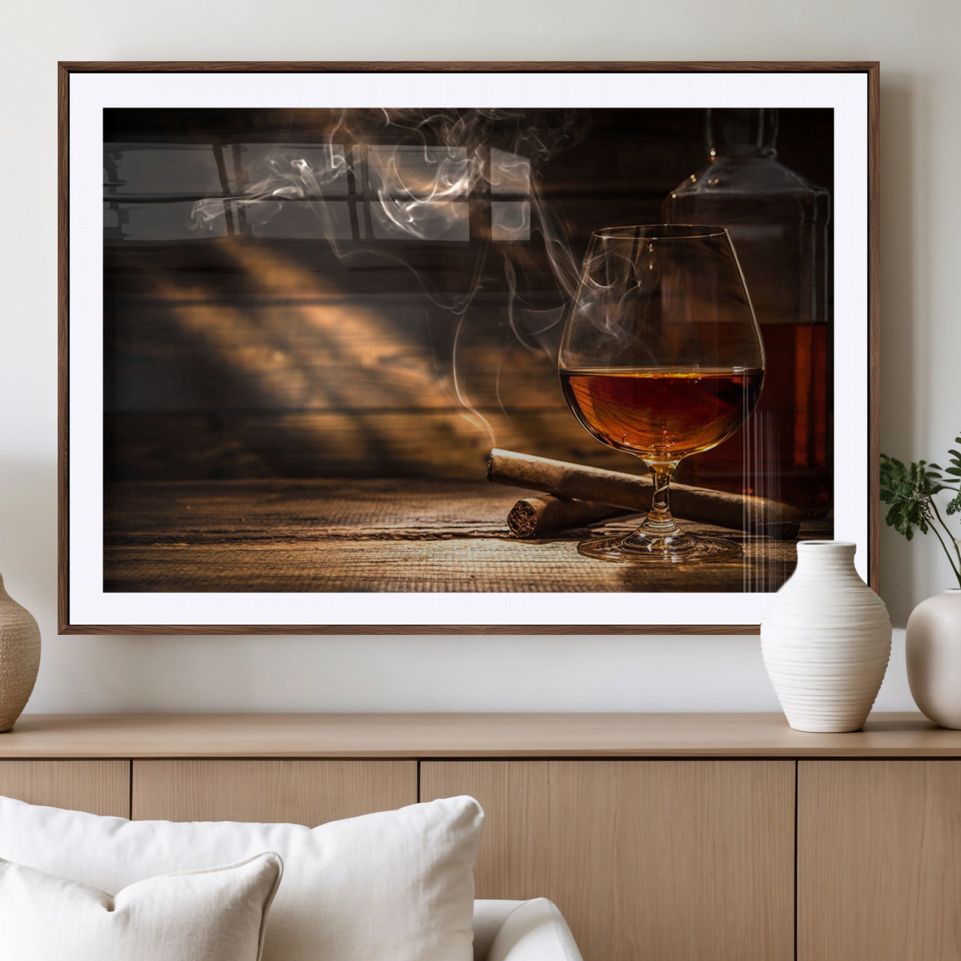 MGC-FP-36x24 - Whiskey and Cigar Wall Art Canvas Print