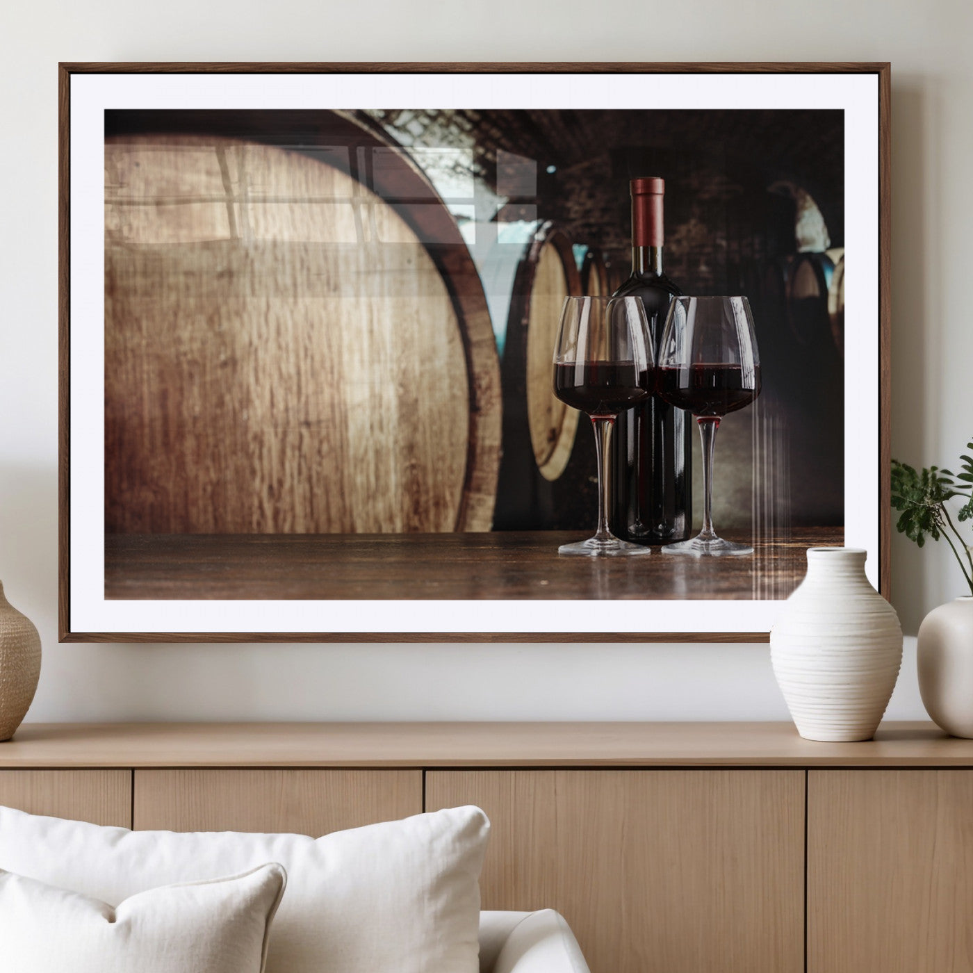 MGC-FP-36x24 - Wine and Barrel Wall Art Canvas Print