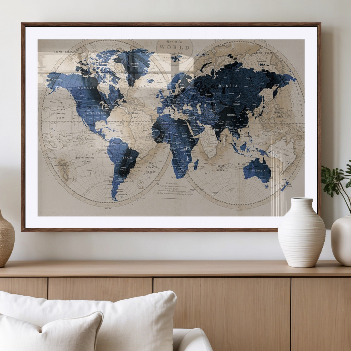 MGC-FP-36x24 - World Map Wall Art Canvas Print for Home and Office Decor