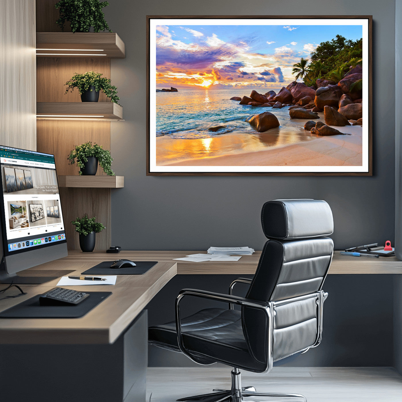 43209-MGV-CV-36X24-Tropical Island Beach Sunset Canvas Print