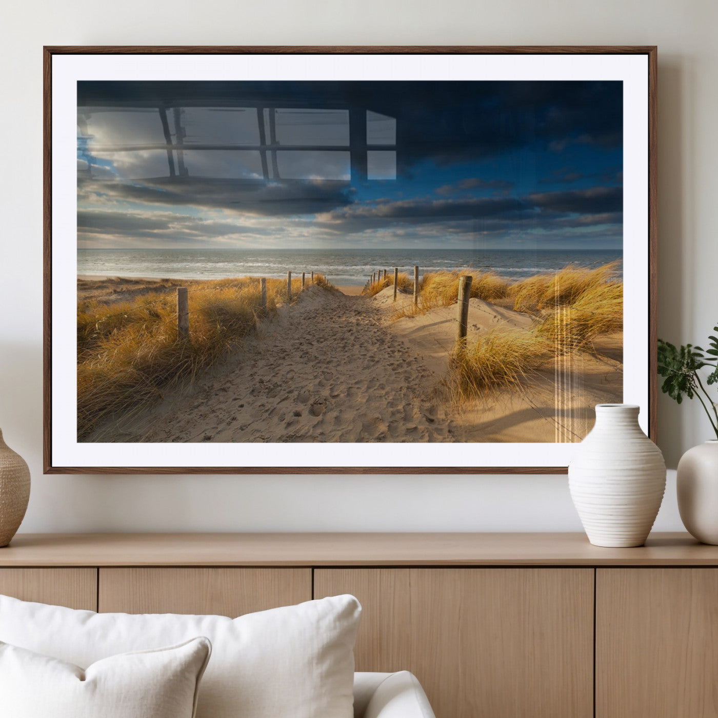 MGC-FP-36x24 - Ocean Beach Dark Clouds Wall Art Canvas Print